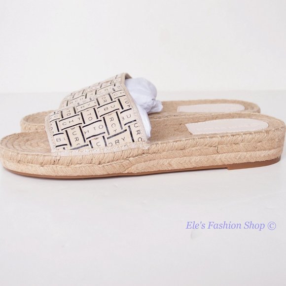 ** SOLD!!** NIB Tory Burch Logo Grosgrain Ribbon Woven Slide Cream US 8 - Picture 10 of 16